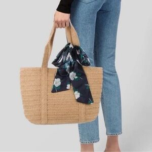 Draper James | Women's Everyday Straw Tote With Floral Scarf Coastal Beachy